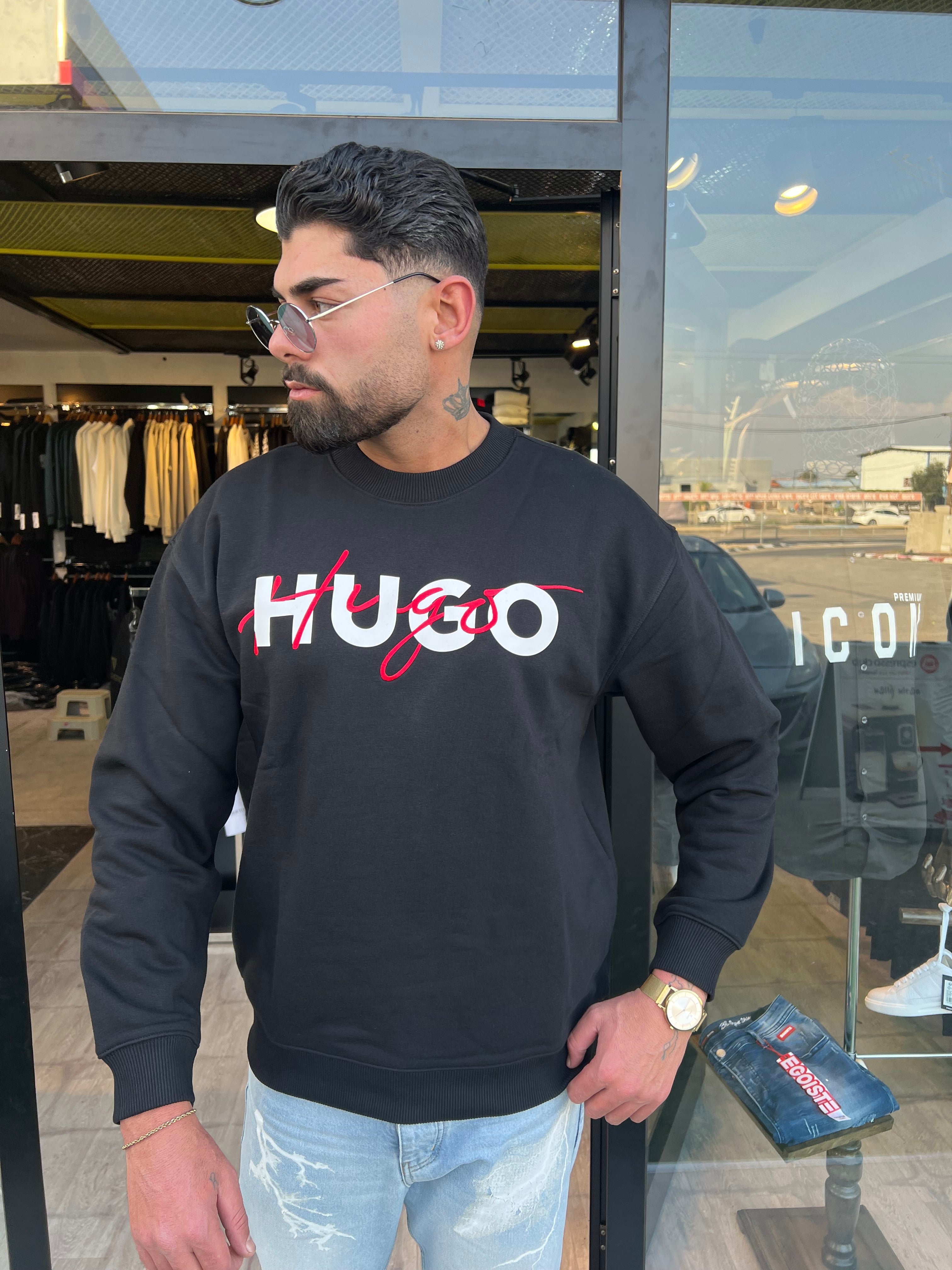 חולצת HUGO BOSS שחור עם לוגו הוגו